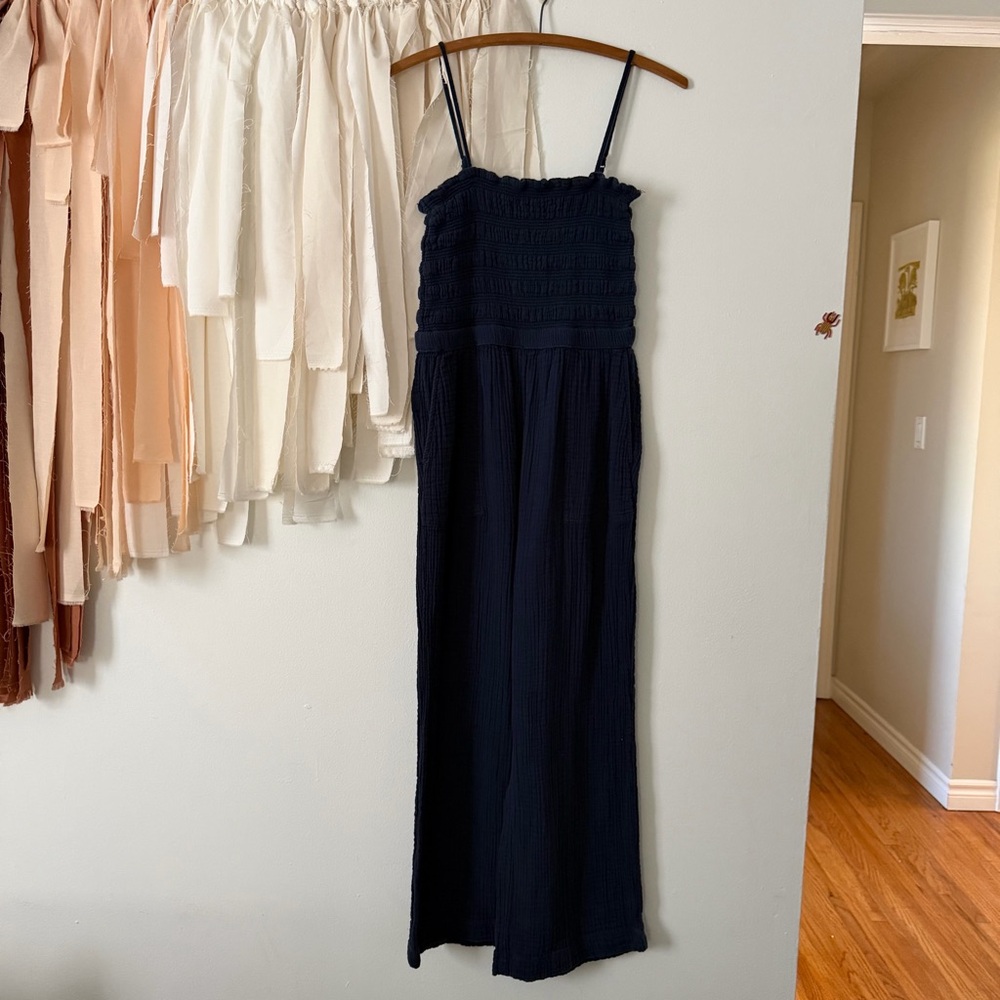 Lou & Grey Smocked Triple Cloth Jumpsuit